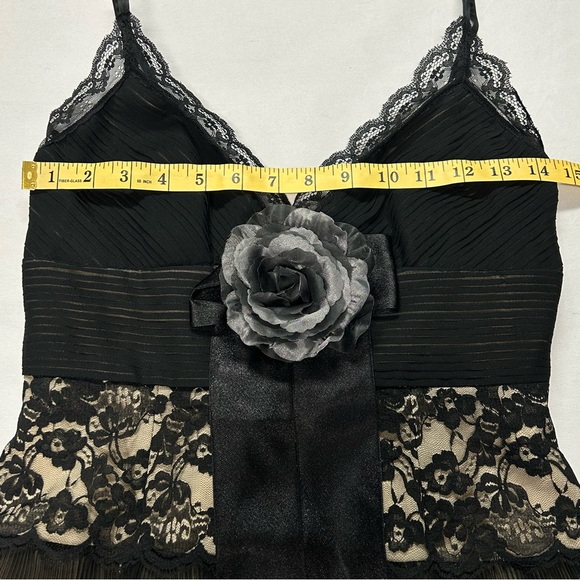 Womens Formal Midi Dress Sz 6 Sleeveless Silk Lace Ruffle Tiered Y2k Whimsigoth - Picture 10 of 13